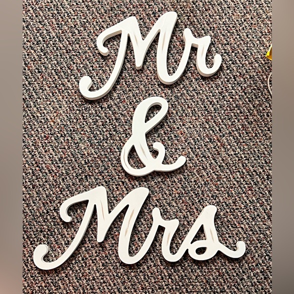 Mr & Mrs White Wood Decor - Picture 1 of 1